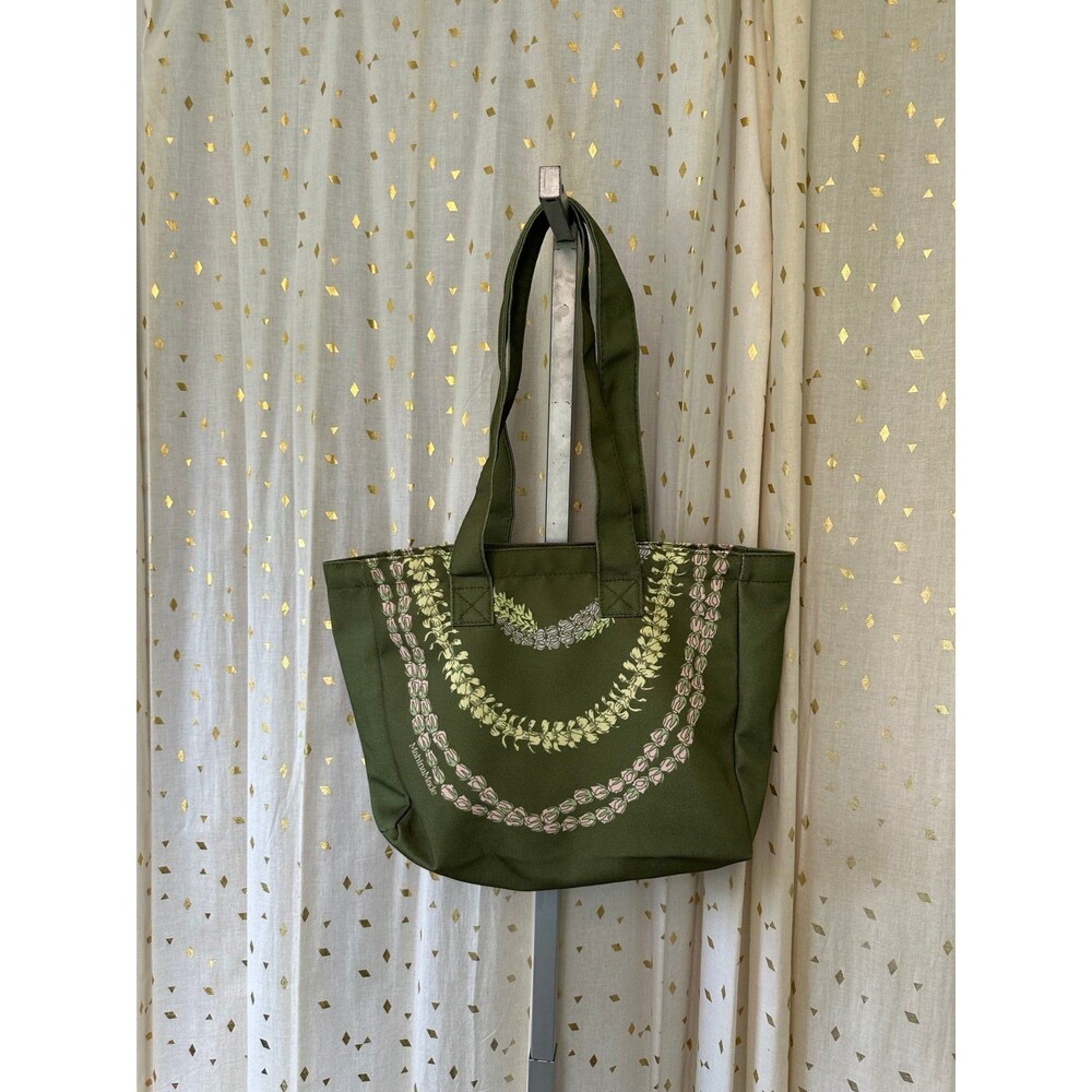 NWOT Mahina Made Hawaii Puakenikeni Crown Pakalana Baby Rose Leis Open Tote Bag - Picture 2 of 3